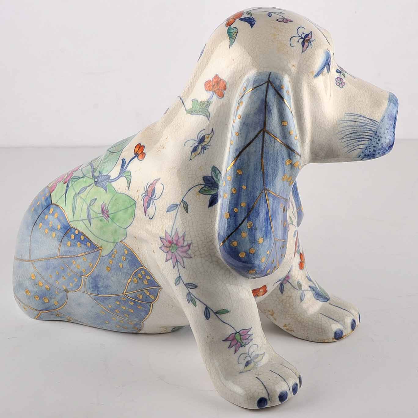 Chinese Painted Ceramic Dog Statue
