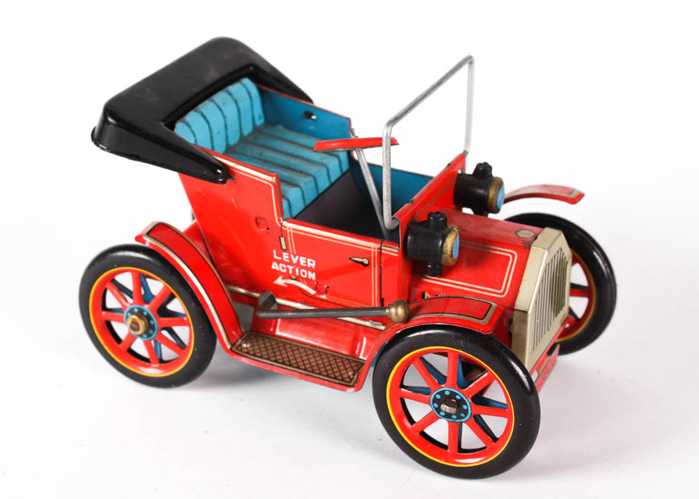 Collection of Vintage Tin Toys Including Cragstan Cars