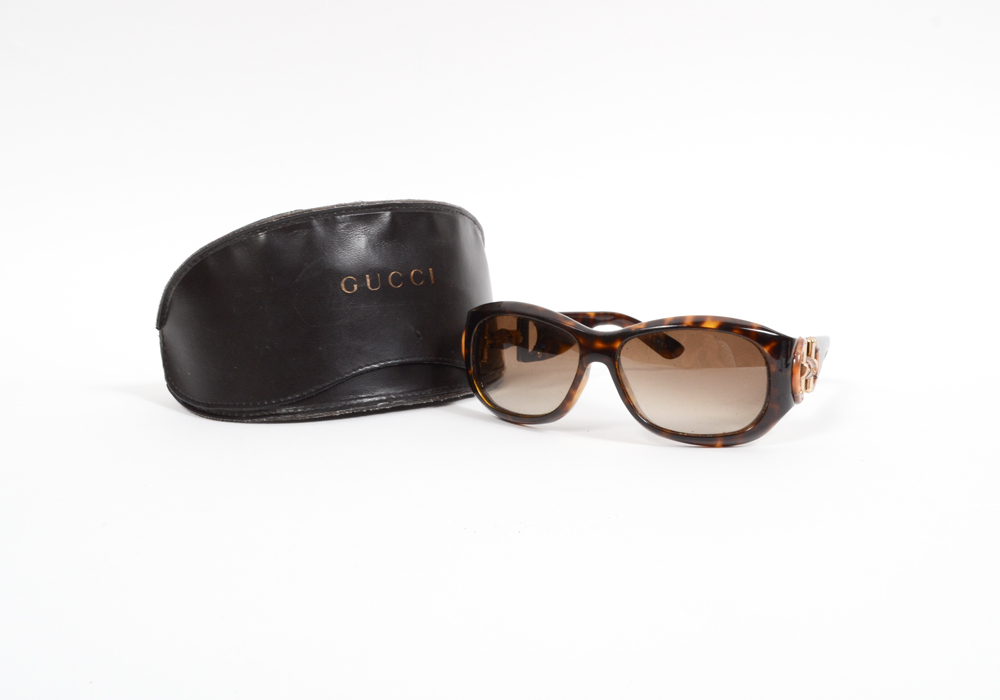 Gucci Tortoise Shell Look Sunglasses in Case