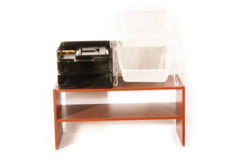 Plastic Storage Trays with Wood Shelf