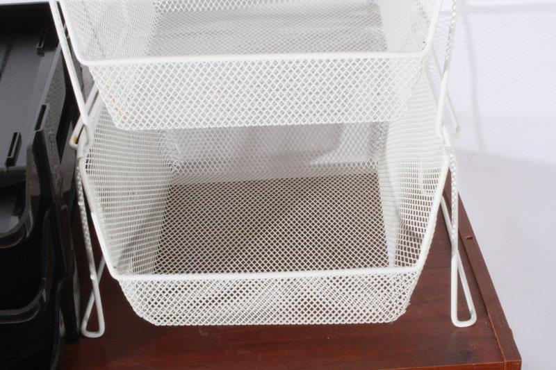 Plastic Storage Trays with Wood Shelf