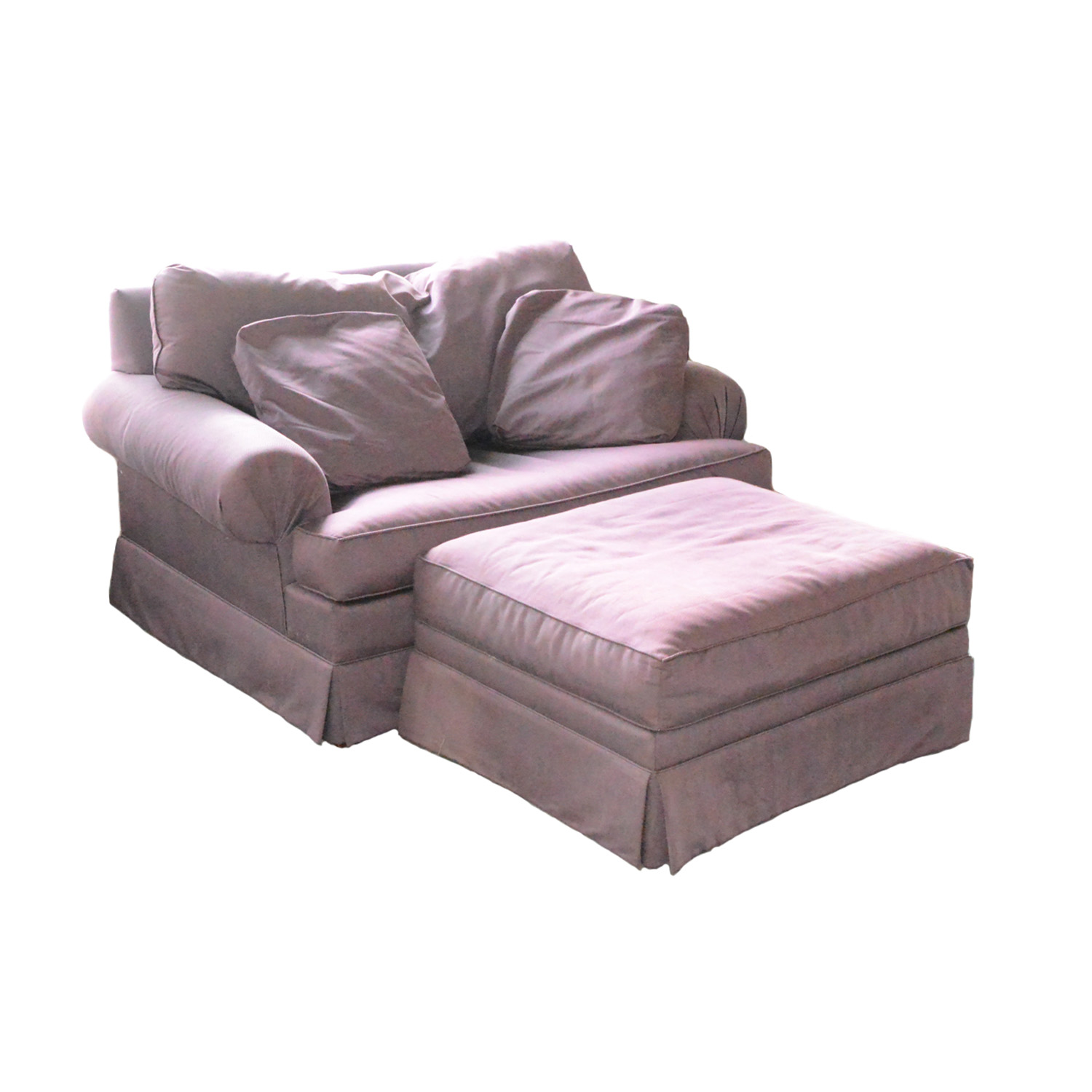 Eggplant Pull Out Sleeper Chair and Ottoman