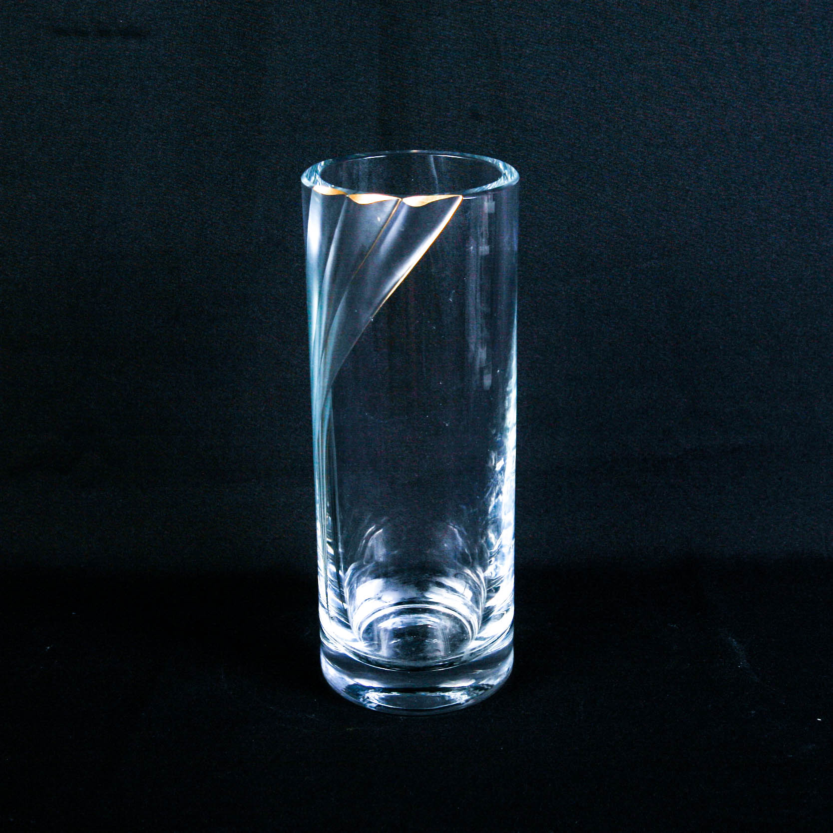 Modern Signed Sculptural Art Glass Cylinder Vase