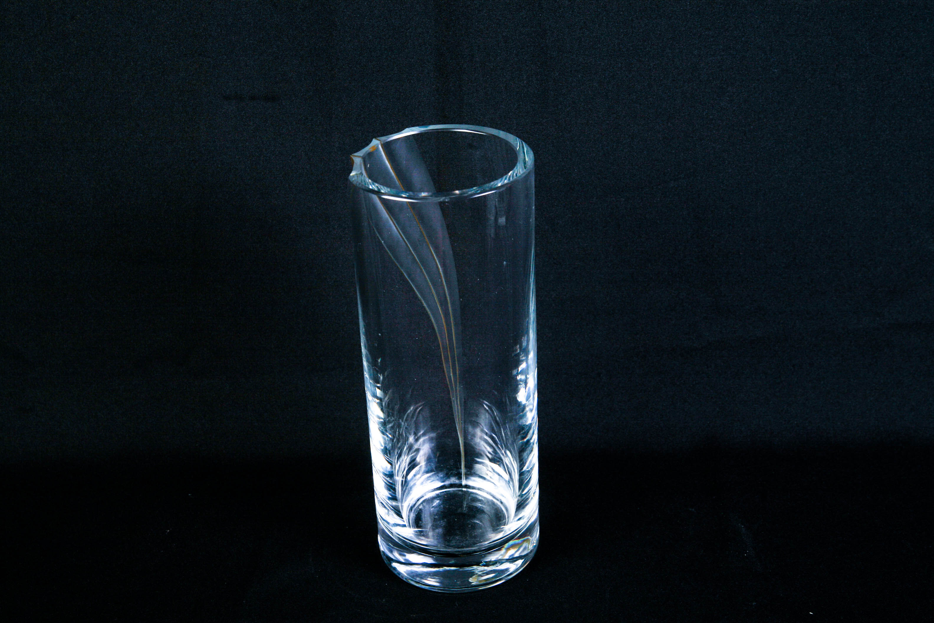 Modern Signed Sculptural Art Glass Cylinder Vase