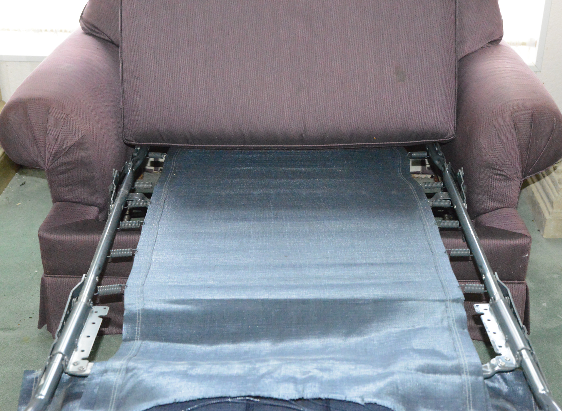 Eggplant Pull Out Sleeper Chair and Ottoman