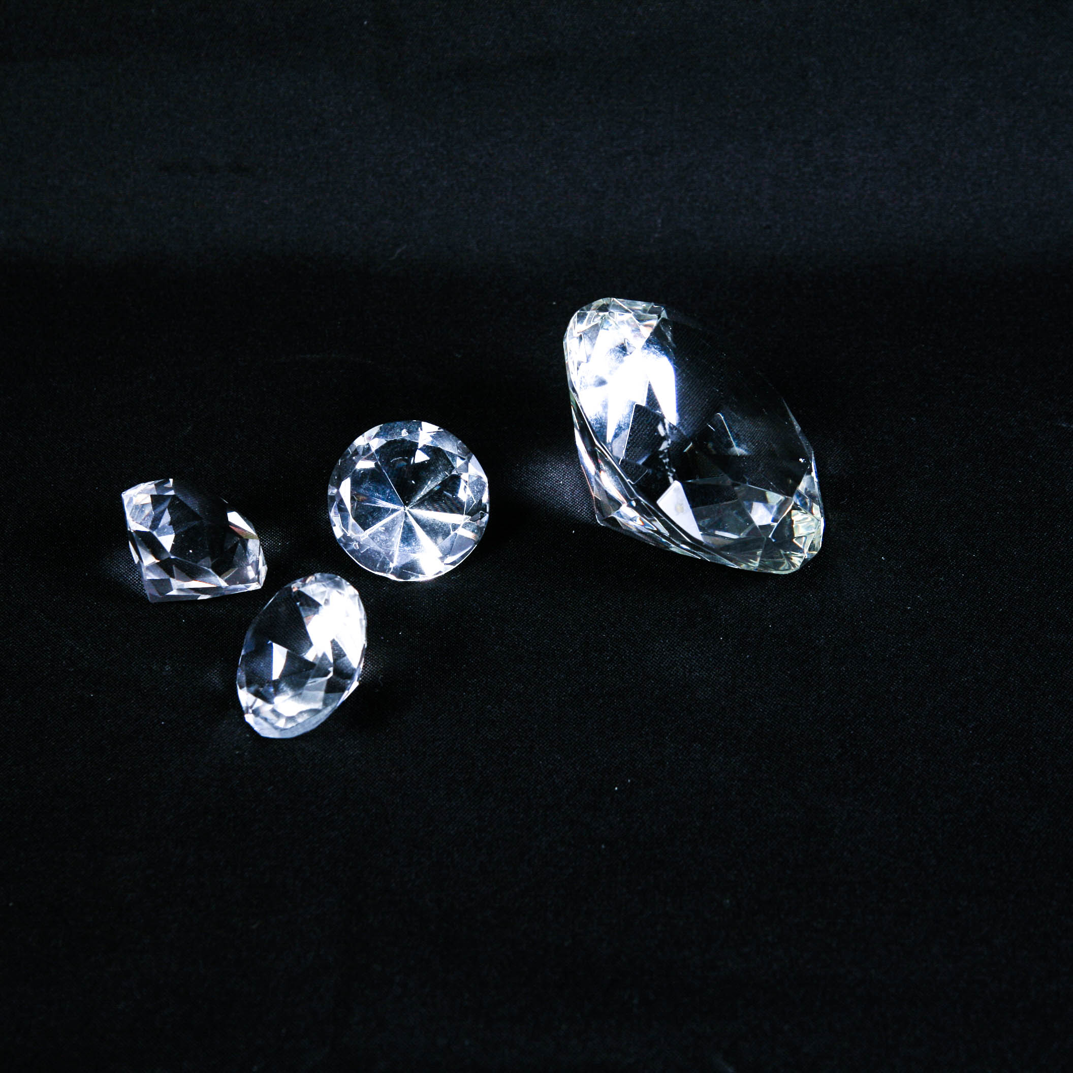 Figural Clear Diamond Crystal Paperweights in Two Sizes