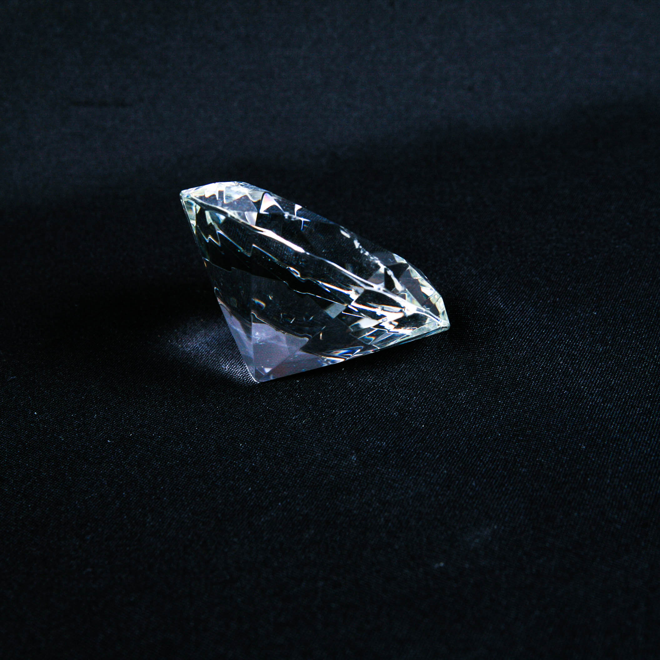 Figural Clear Diamond Crystal Paperweights in Two Sizes