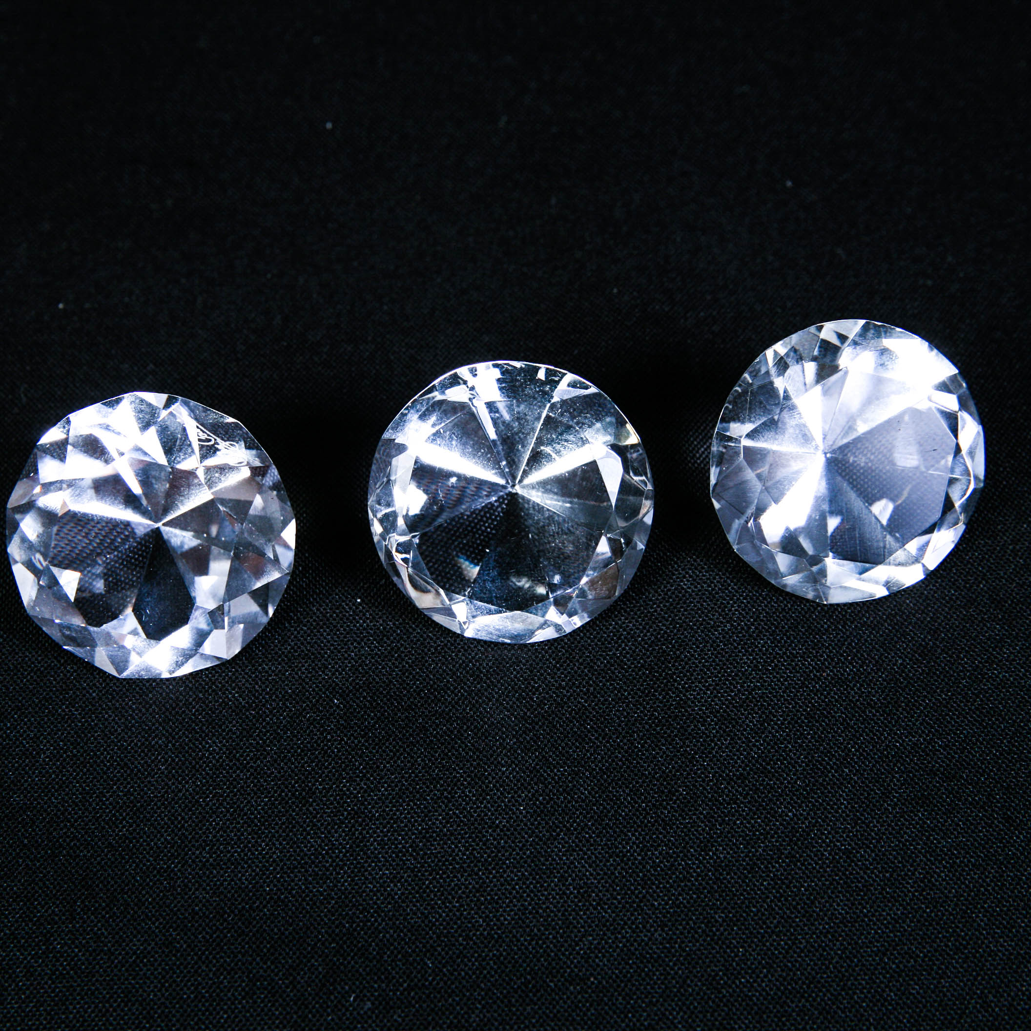 Figural Clear Diamond Crystal Paperweights in Two Sizes