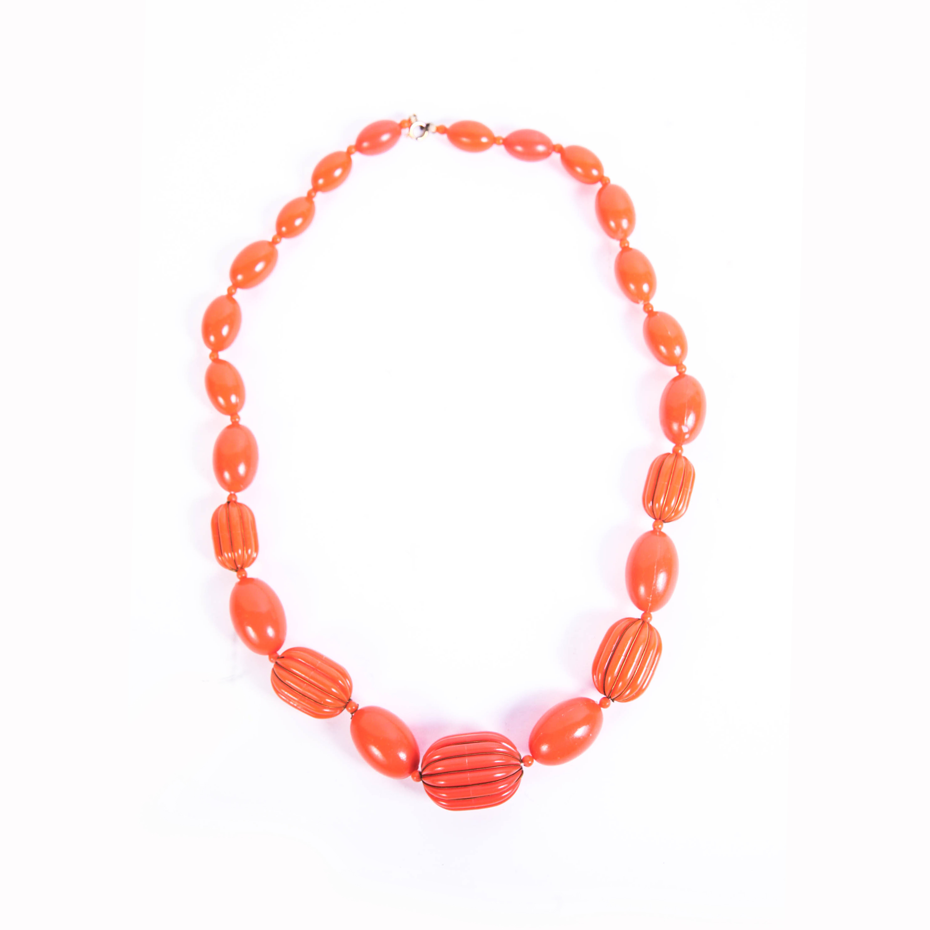 Vintage Gold and Orange Bead Necklace