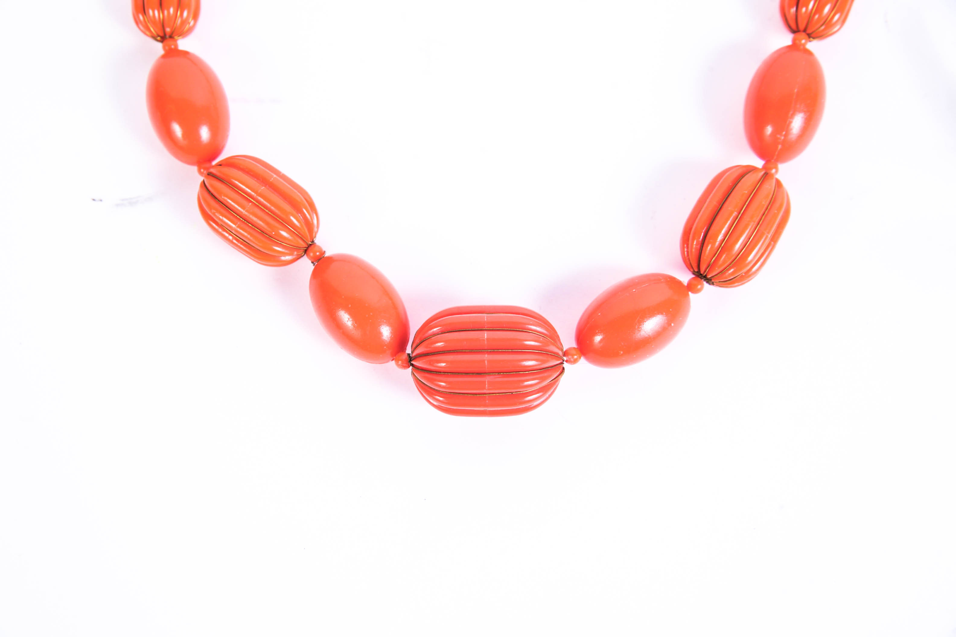 Vintage Gold and Orange Bead Necklace