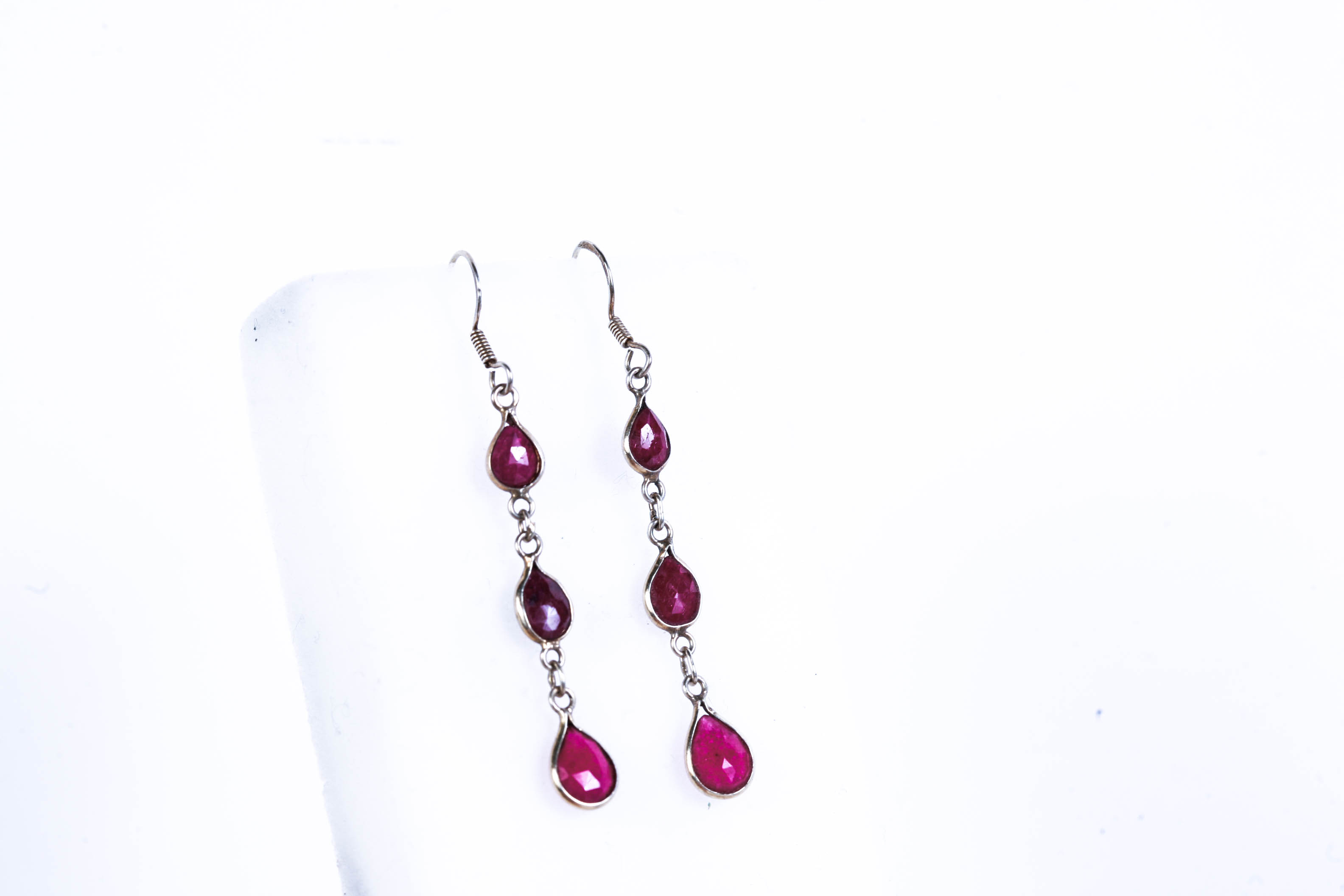 Vintage Sterling Silver and Ruby Earrings