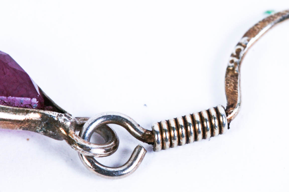 Vintage Sterling Silver and Ruby Earrings