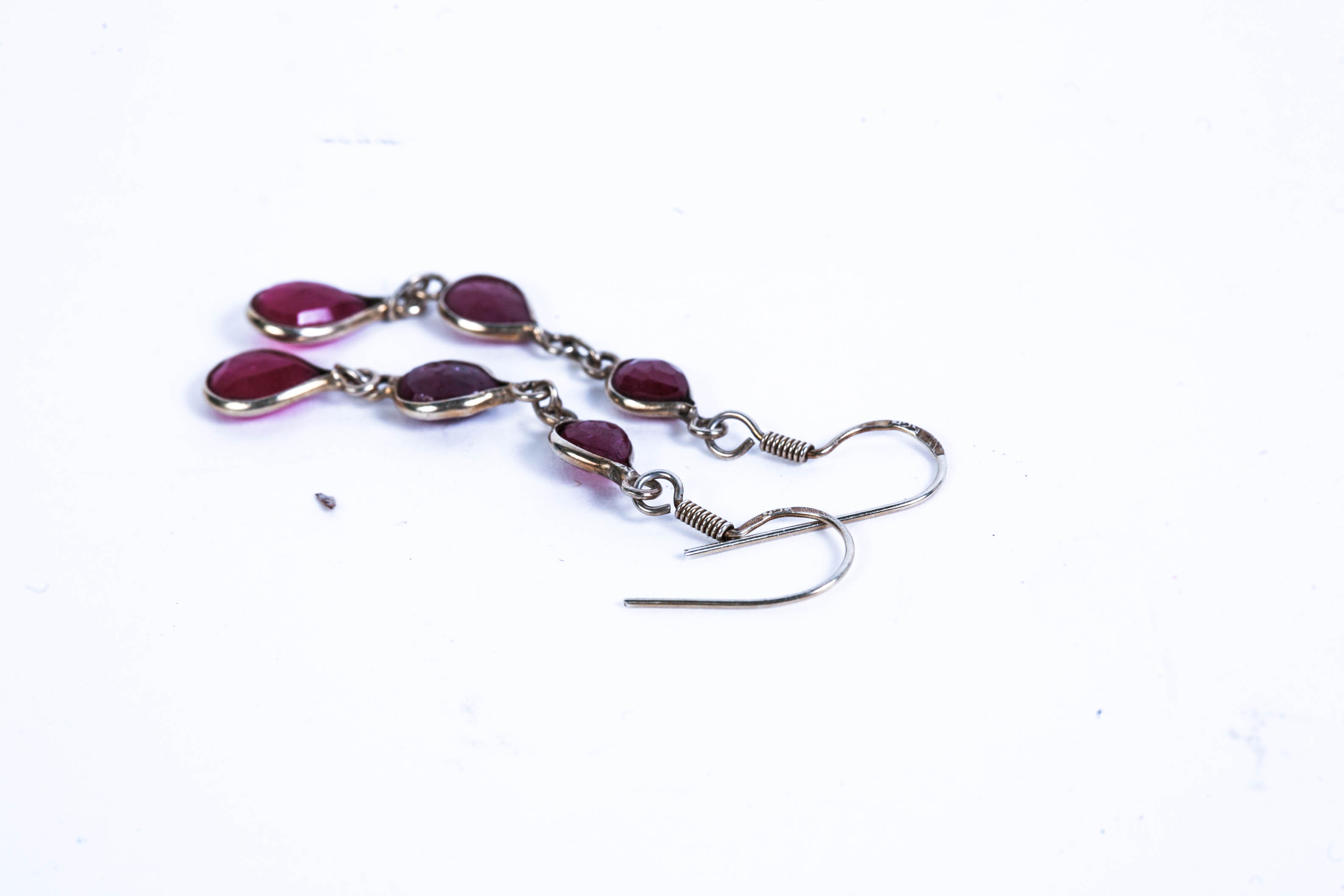 Vintage Sterling Silver and Ruby Earrings