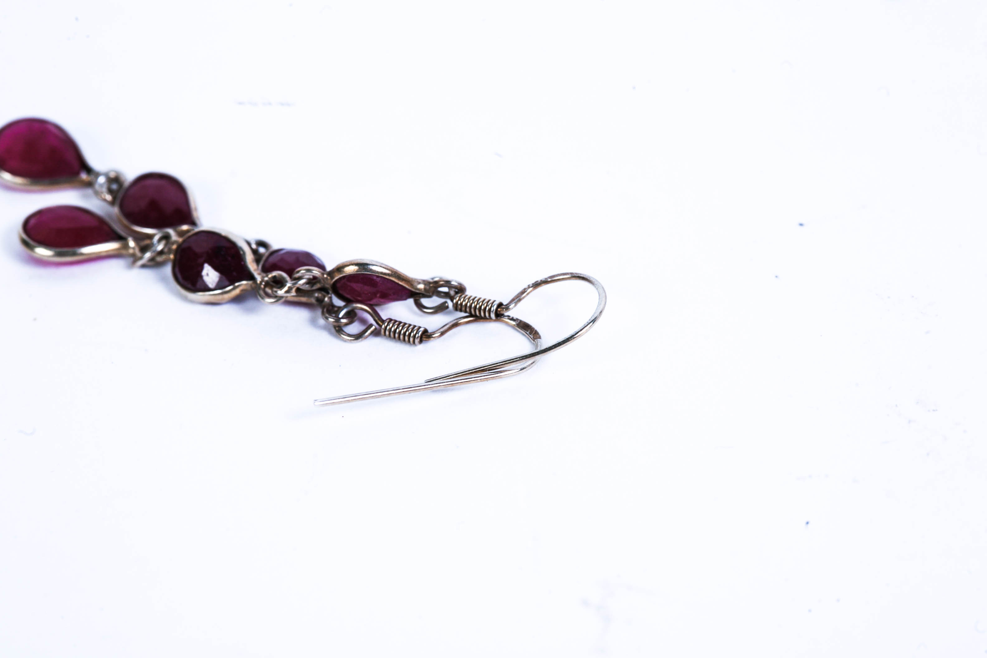 Vintage Sterling Silver and Ruby Earrings