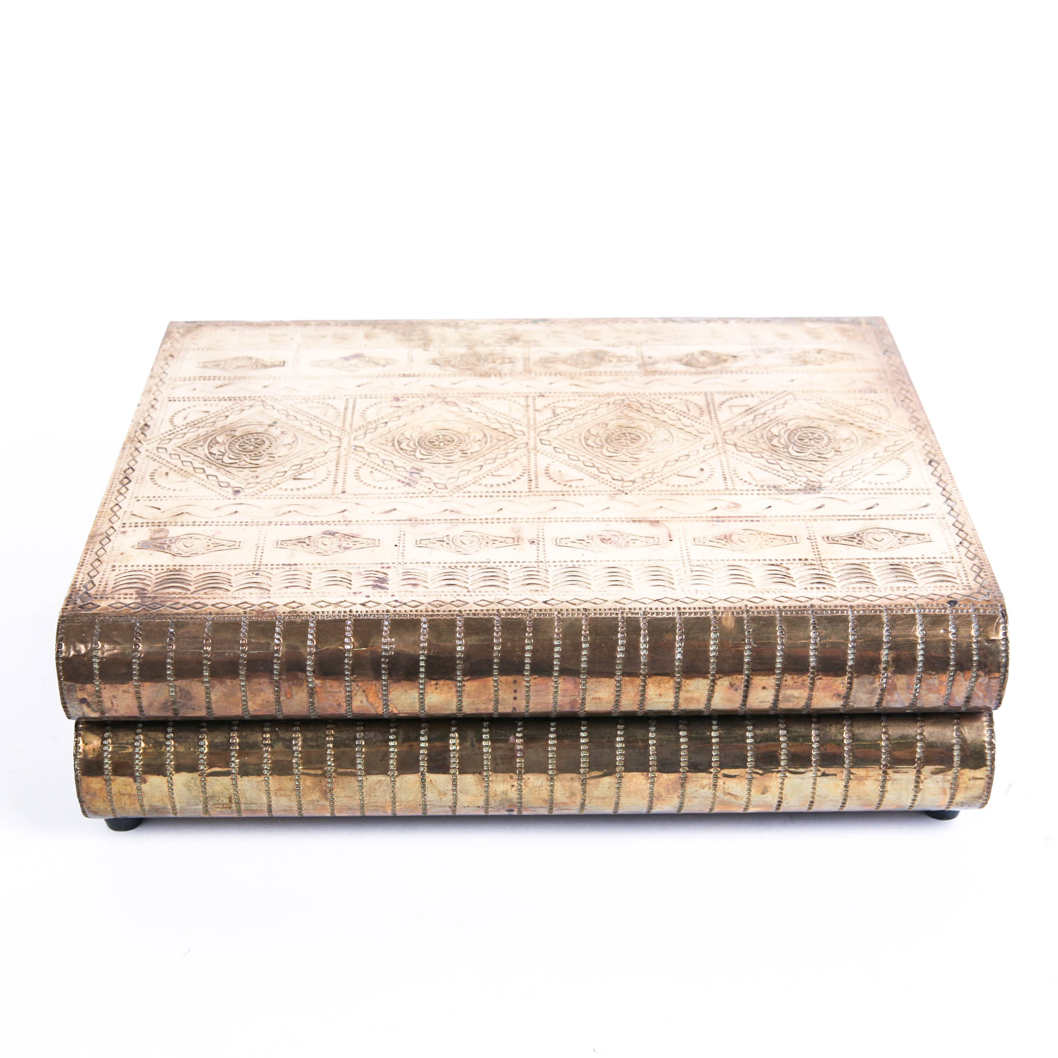 Vintage Brass Tooled Jewelry Box