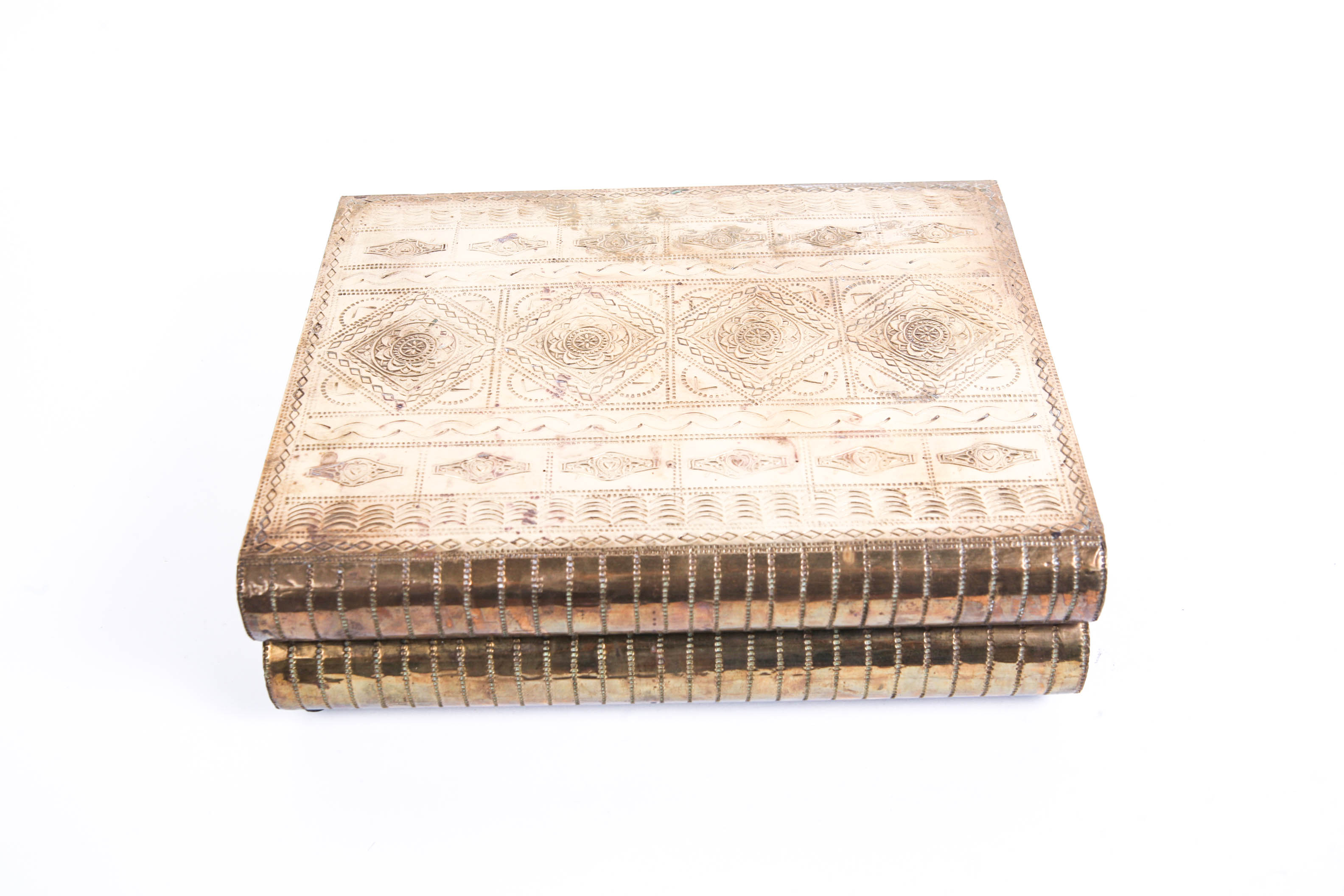 Vintage Brass Tooled Jewelry Box