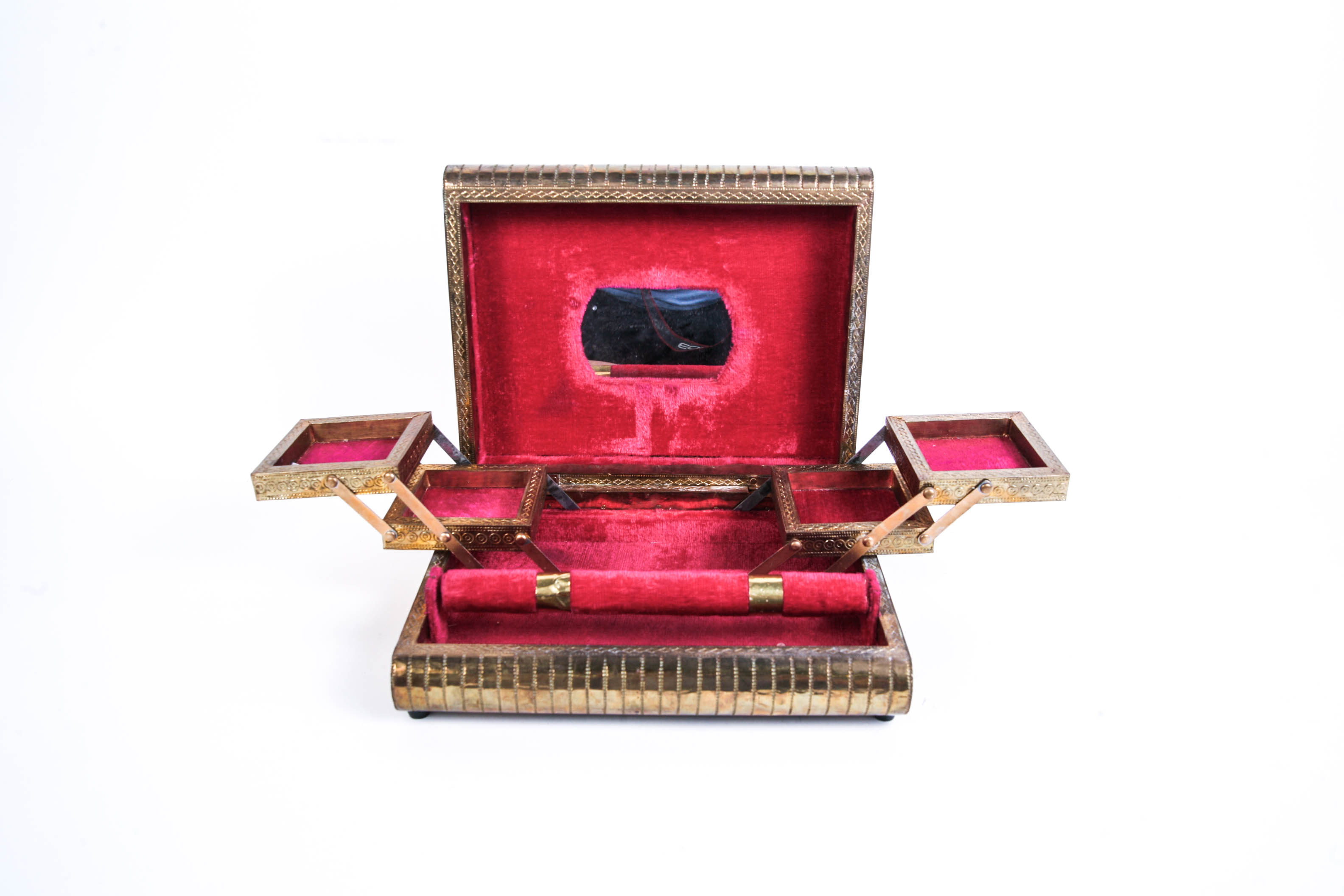 Vintage Brass Tooled Jewelry Box