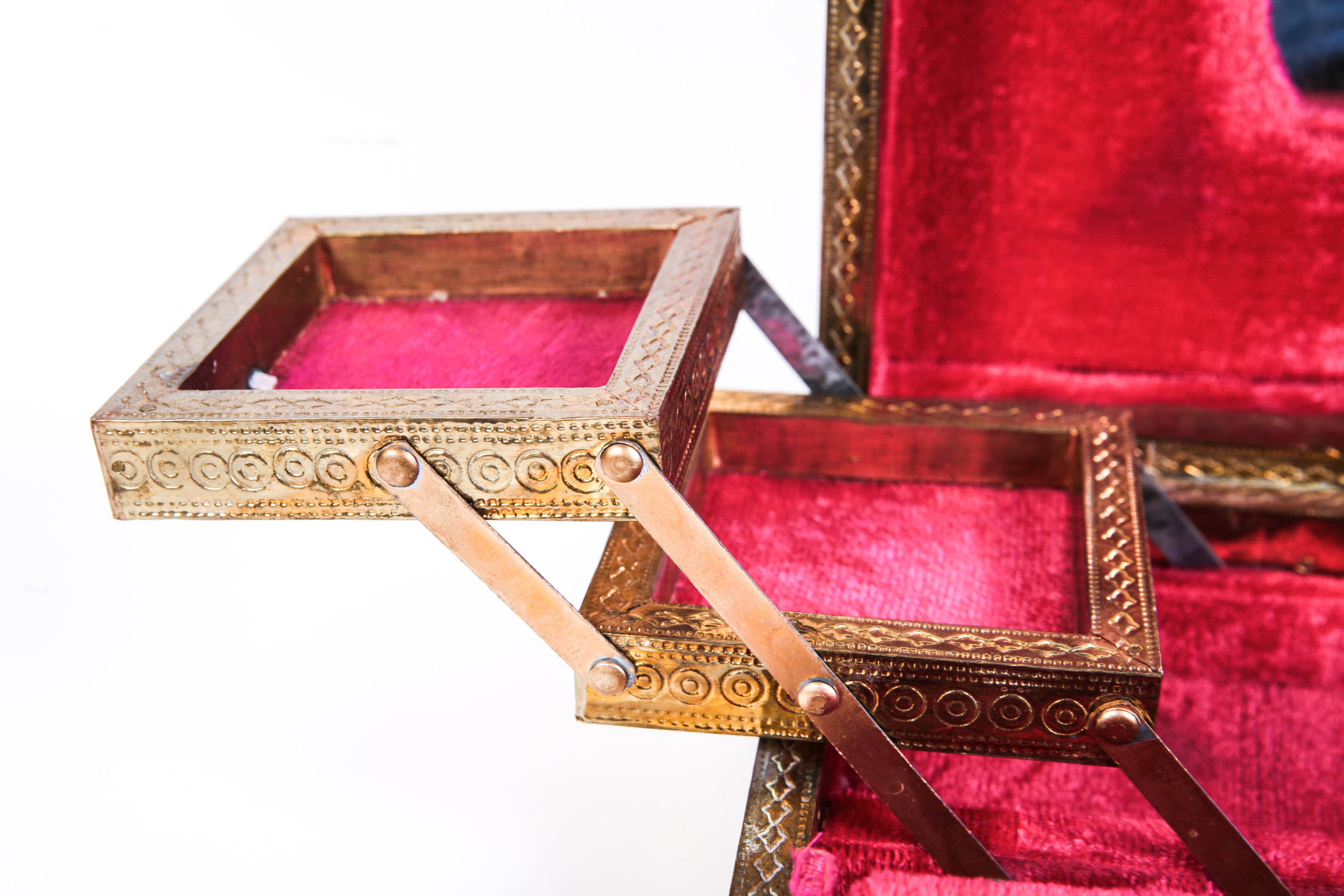 Vintage Brass Tooled Jewelry Box