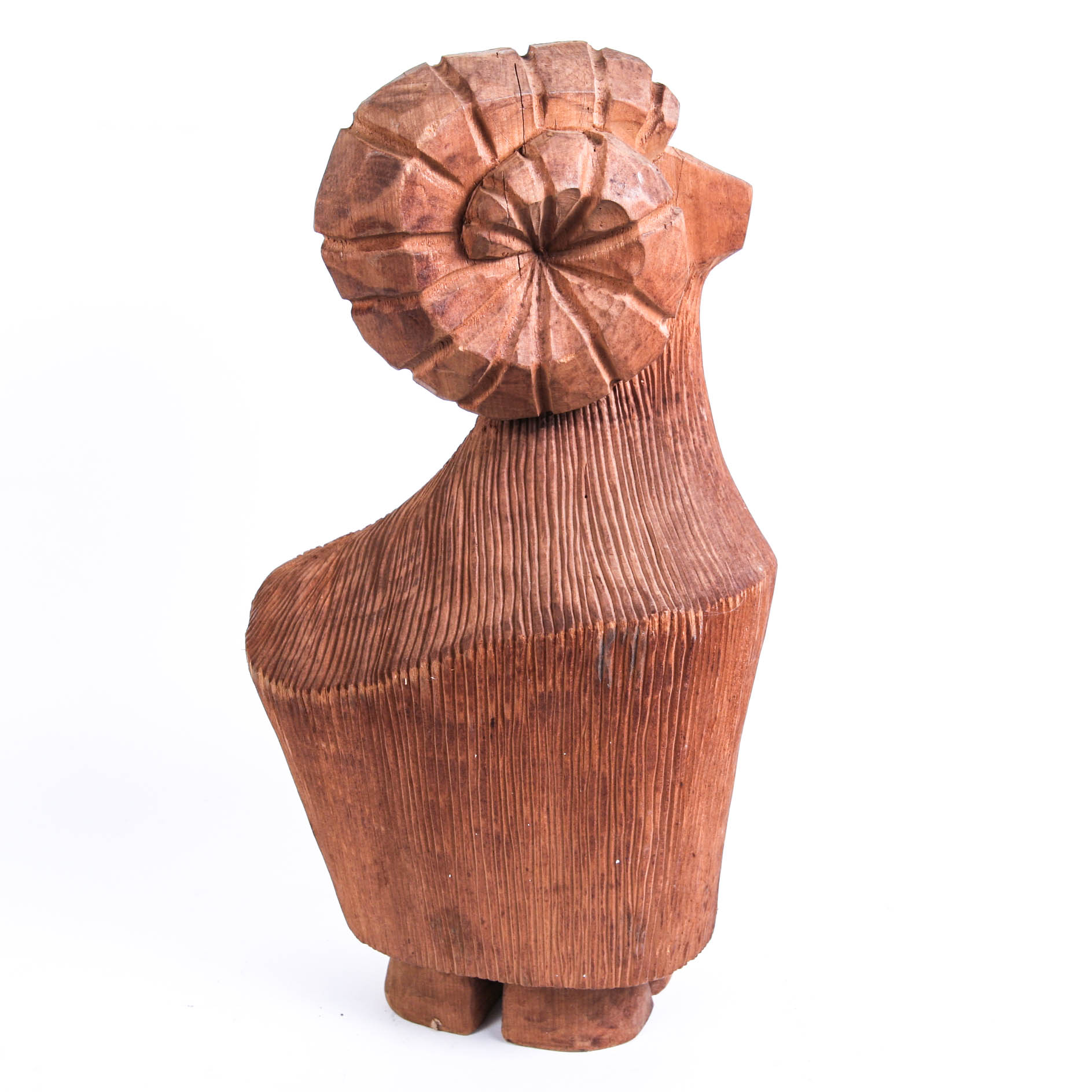 Huge Carved Wooden Ram's Head