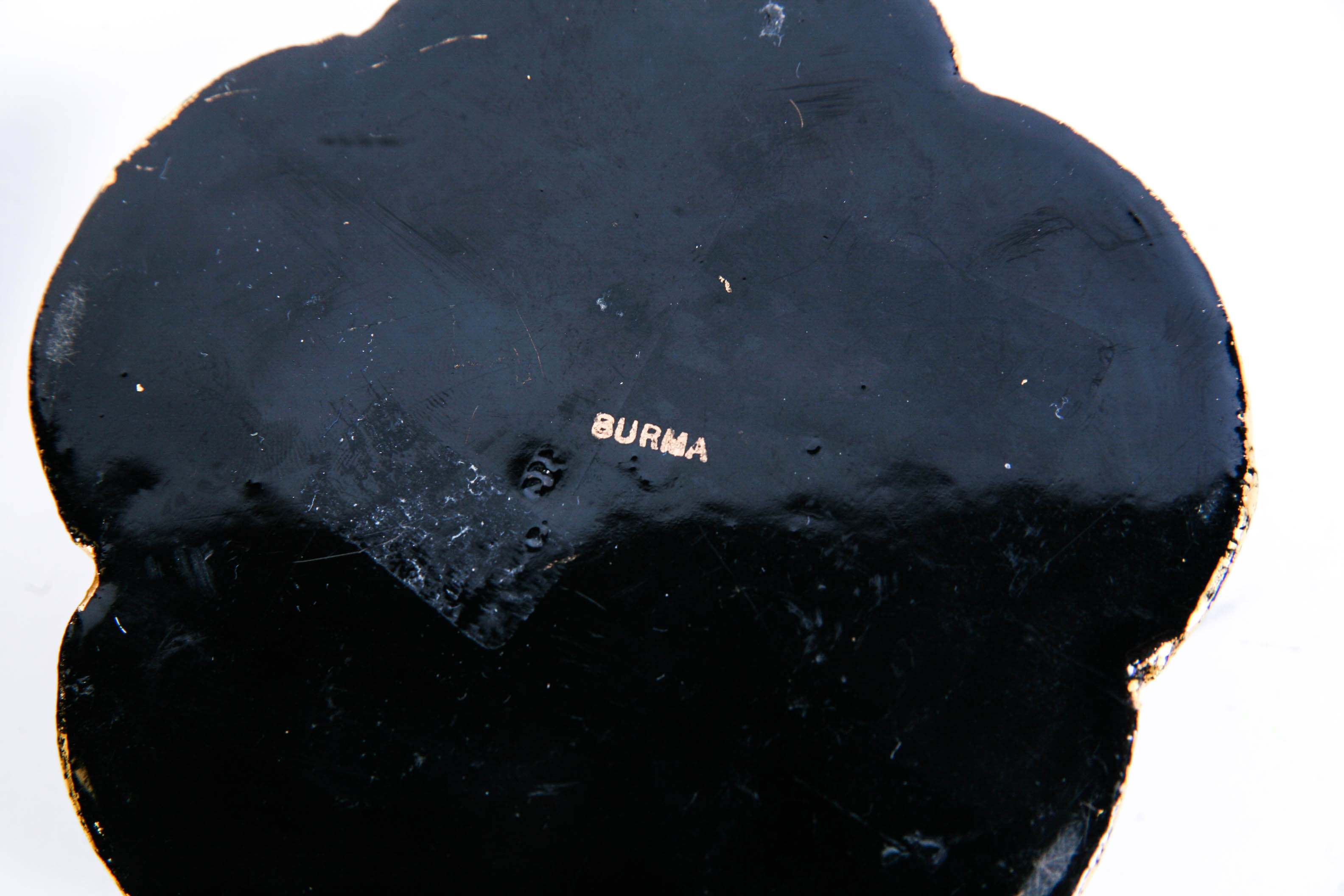 Black Lacquer and Gold Scalloped Box from Burma