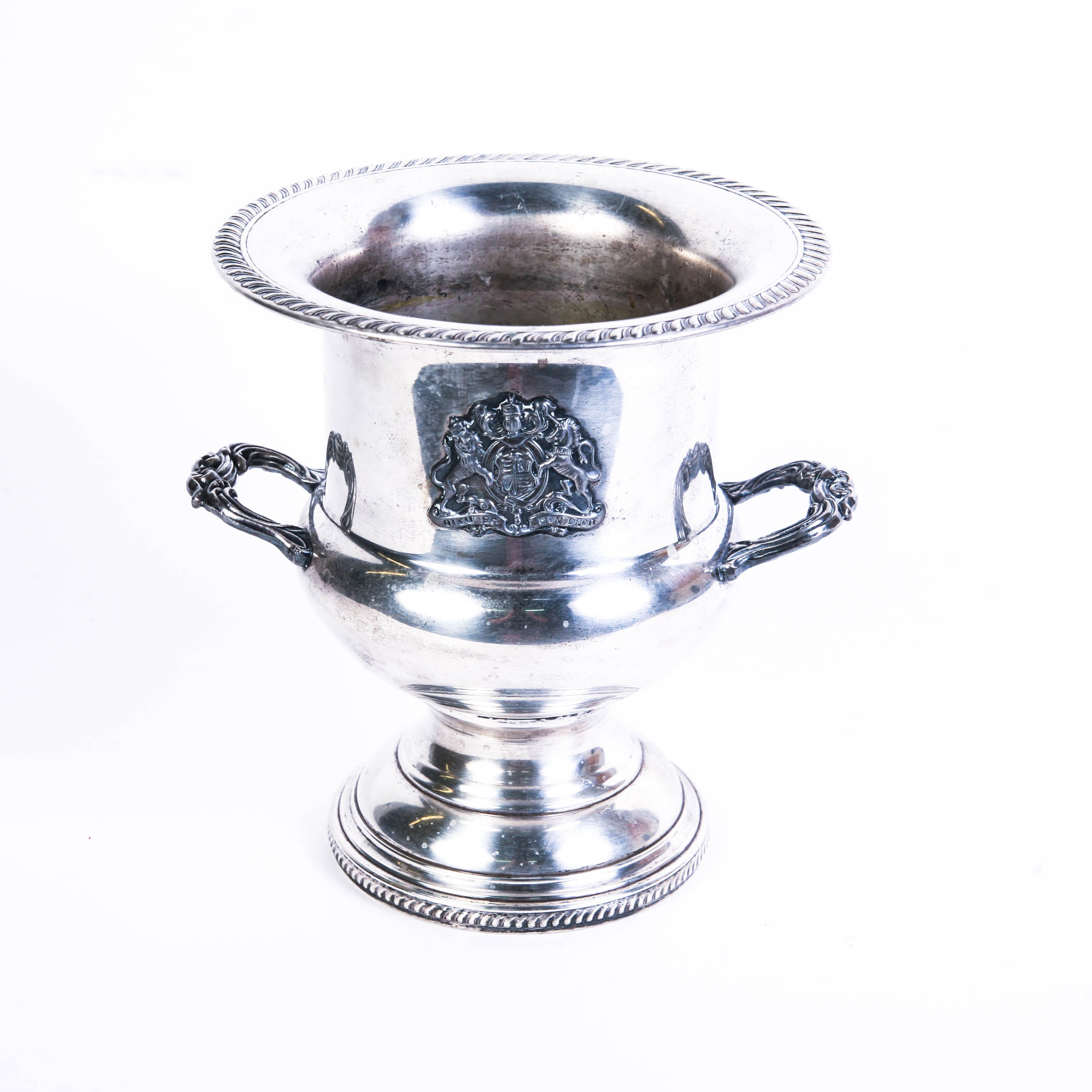 Vintage Silver Plate Ice Bucket with Crest