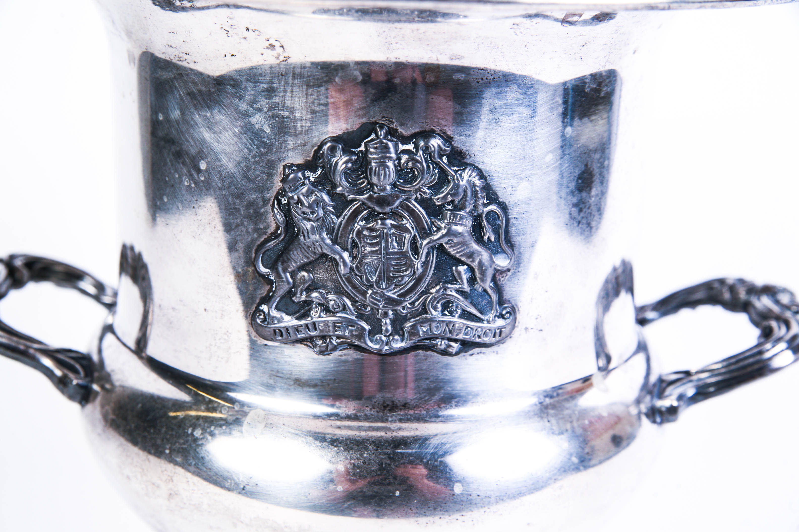 Vintage Silver Plate Ice Bucket with Crest