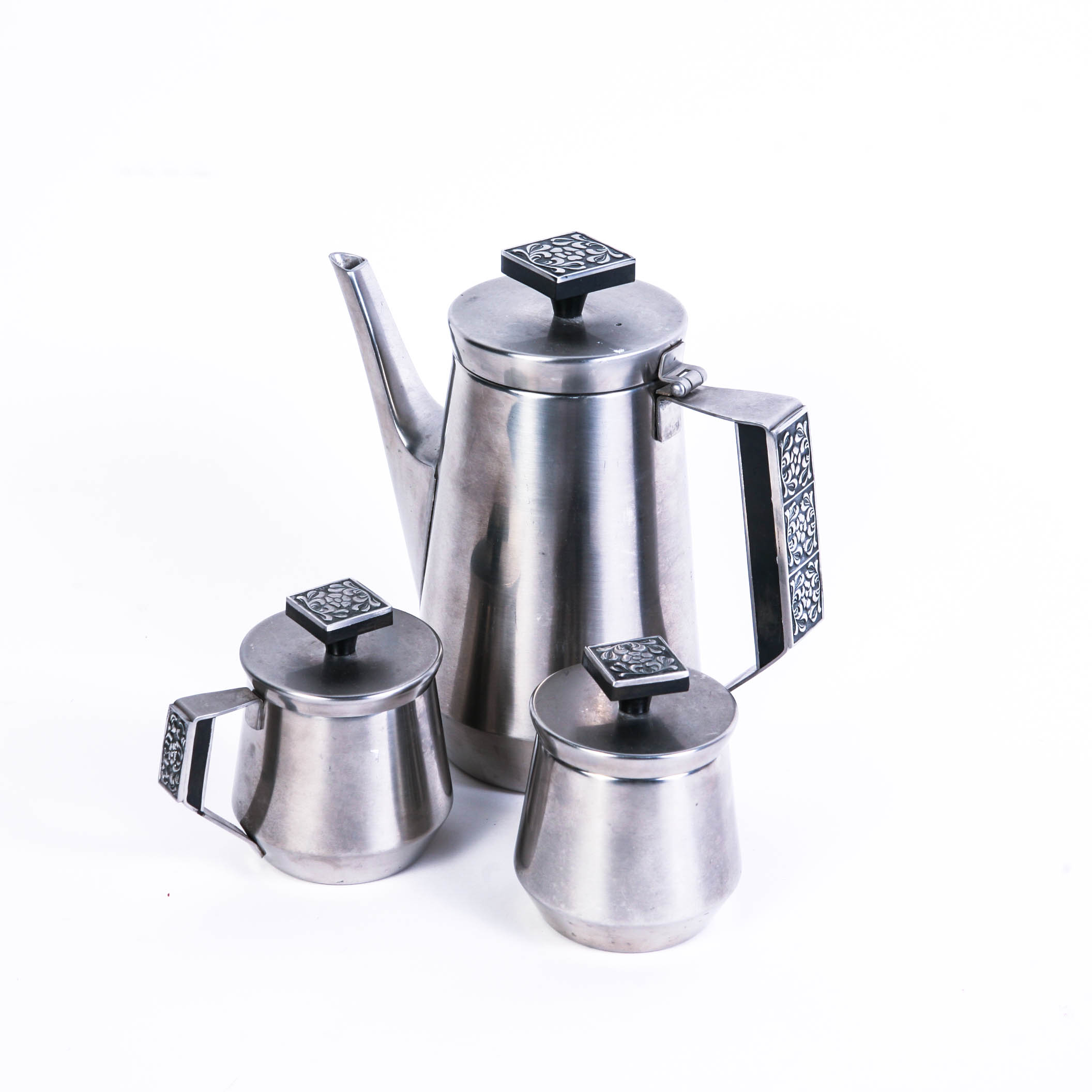 Three Piece Stainless Coffee Service by Stanley Roberts