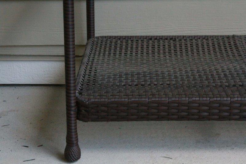 Wicker and Glass Outdoor Table