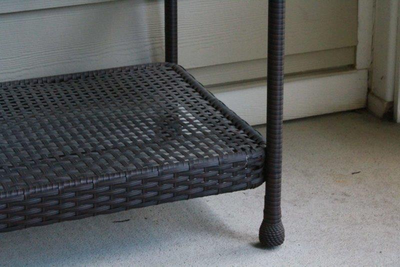 Wicker and Glass Outdoor Table