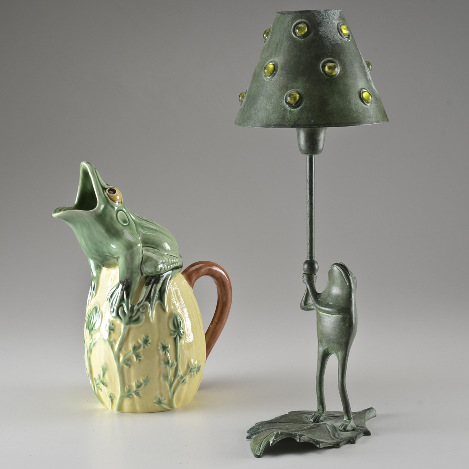 Metal Frog Candle Lamp and Frog Pitcher