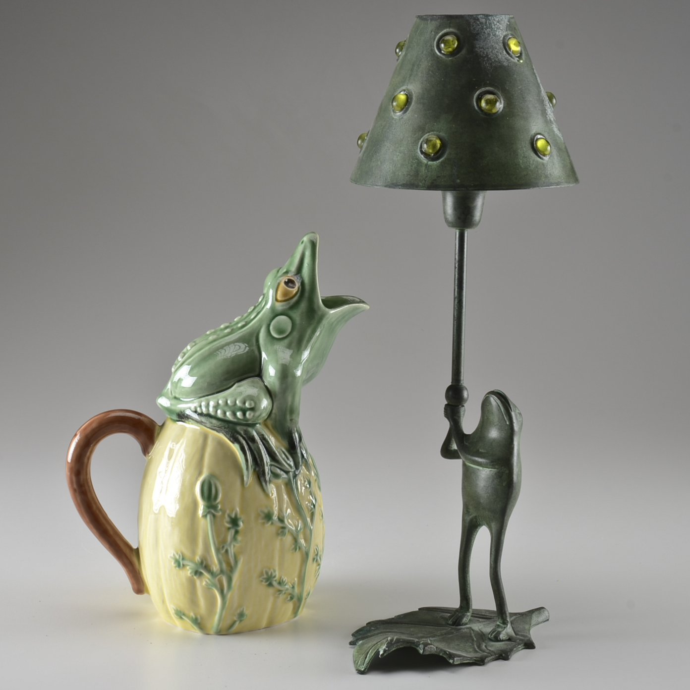 Metal Frog Candle Lamp and Frog Pitcher