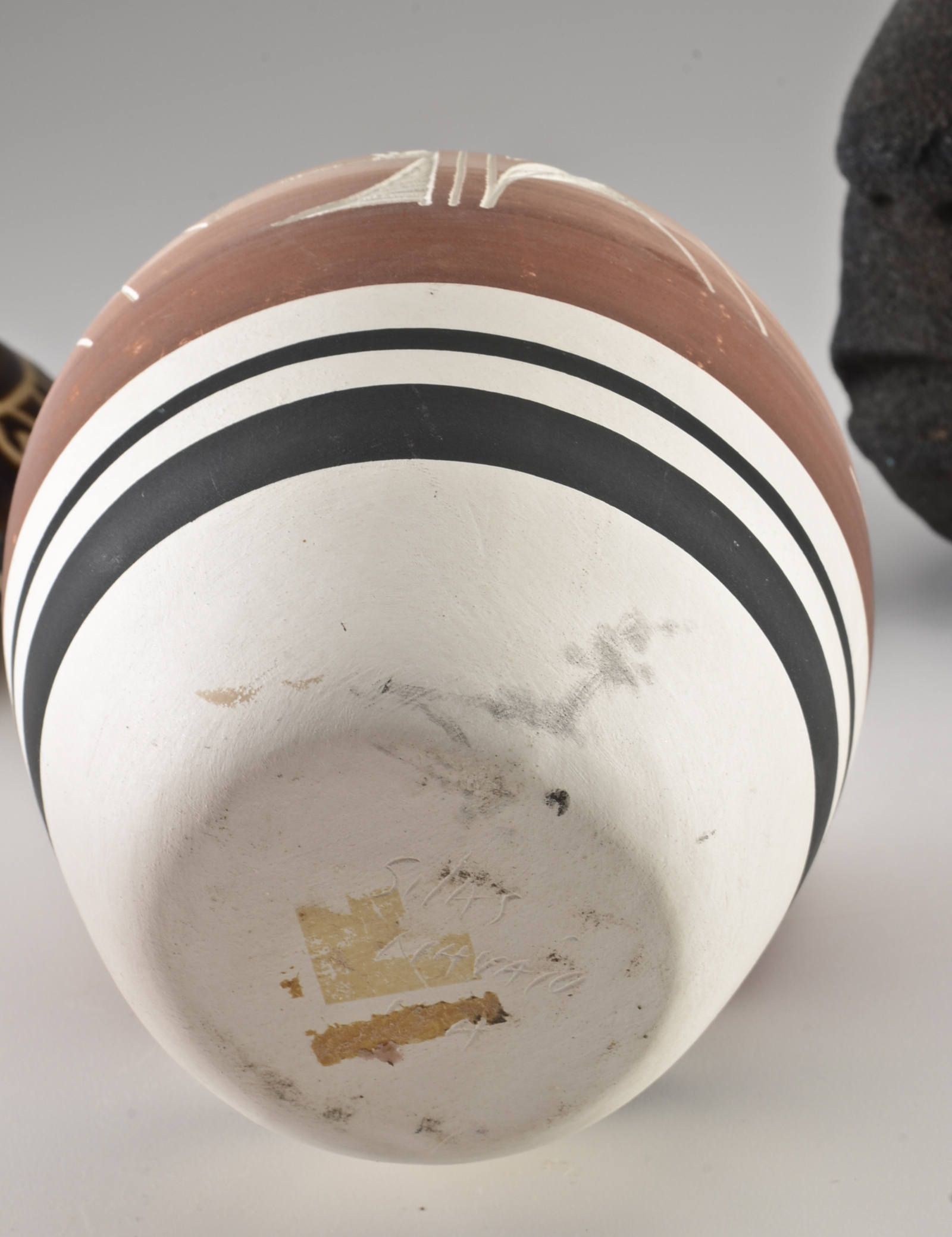 Pair of Native American Pottery and Black Sculpture