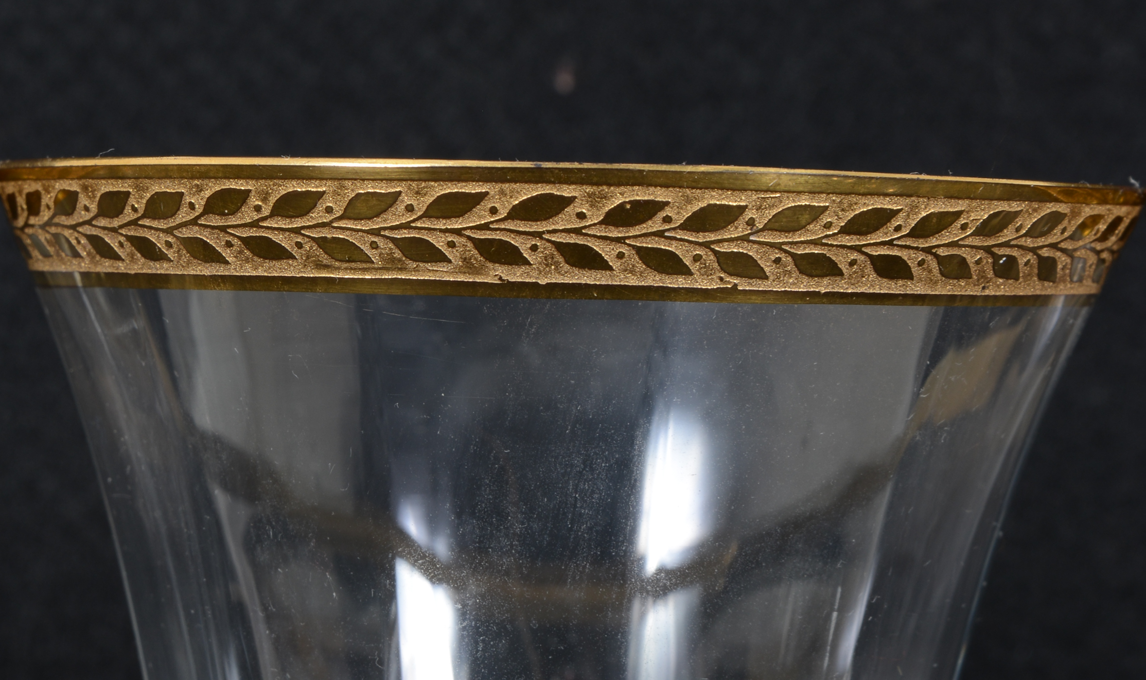 Gold Tone Encrusted Leaf Band Glassware Set