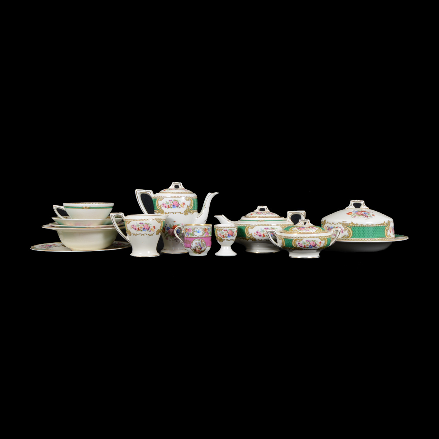 "Bouquet Green" Myott Staffordshire Service Set