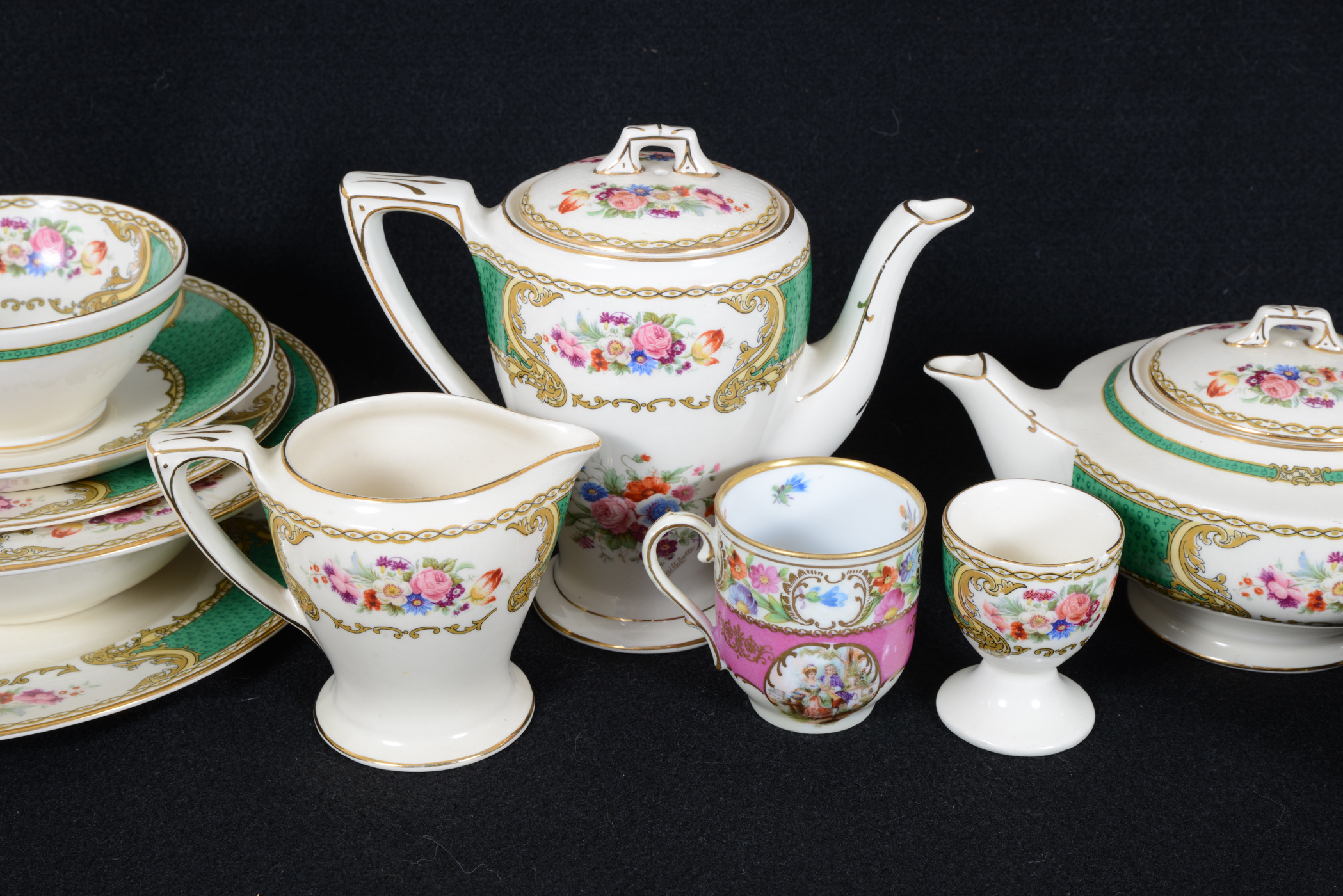 "Bouquet Green" Myott Staffordshire Service Set