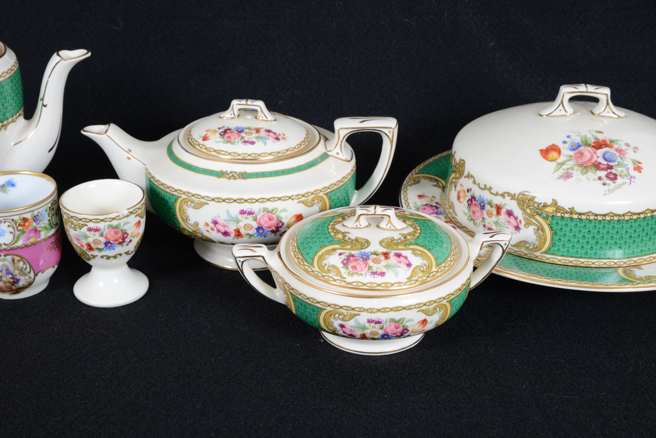 "Bouquet Green" Myott Staffordshire Service Set