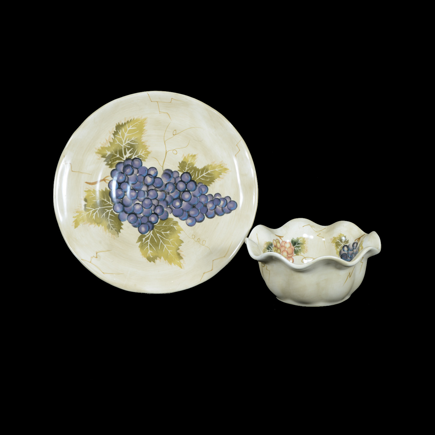 Hand-Painted "Cabernet" Serving Set