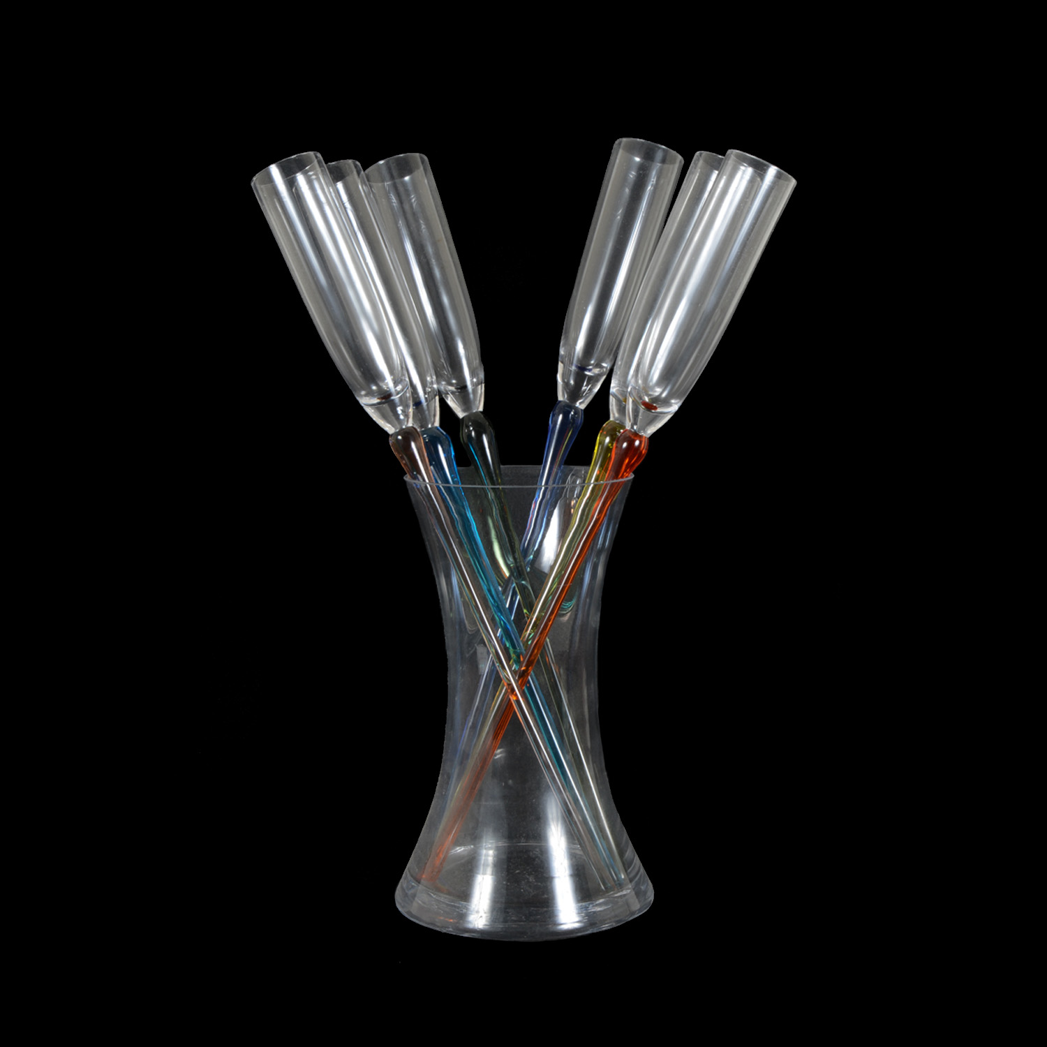 Handblown Long Stem Champagne Flute Set with Vase