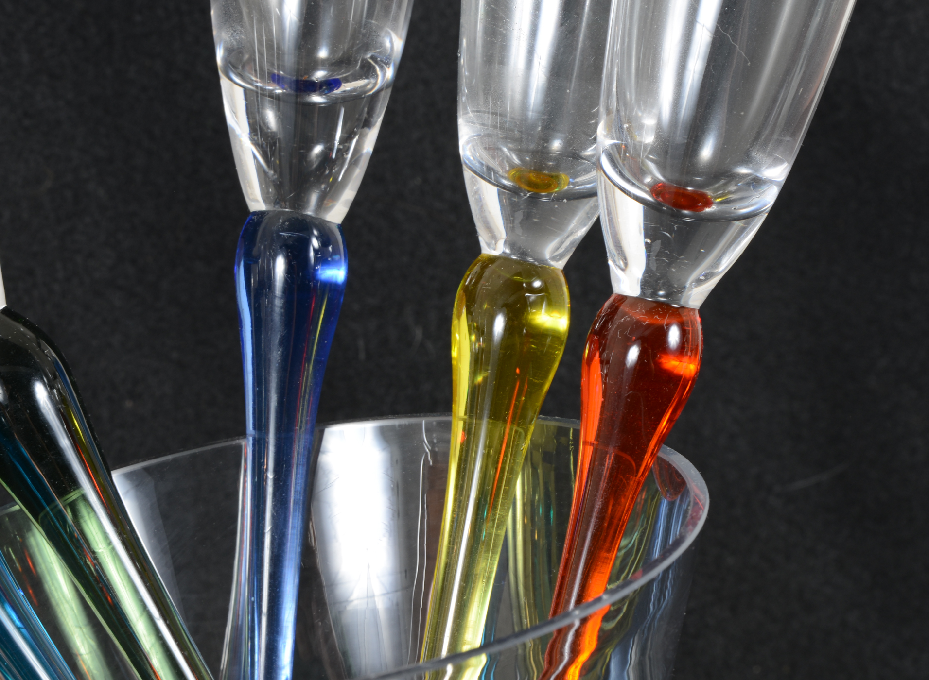 Handblown Long Stem Champagne Flute Set with Vase