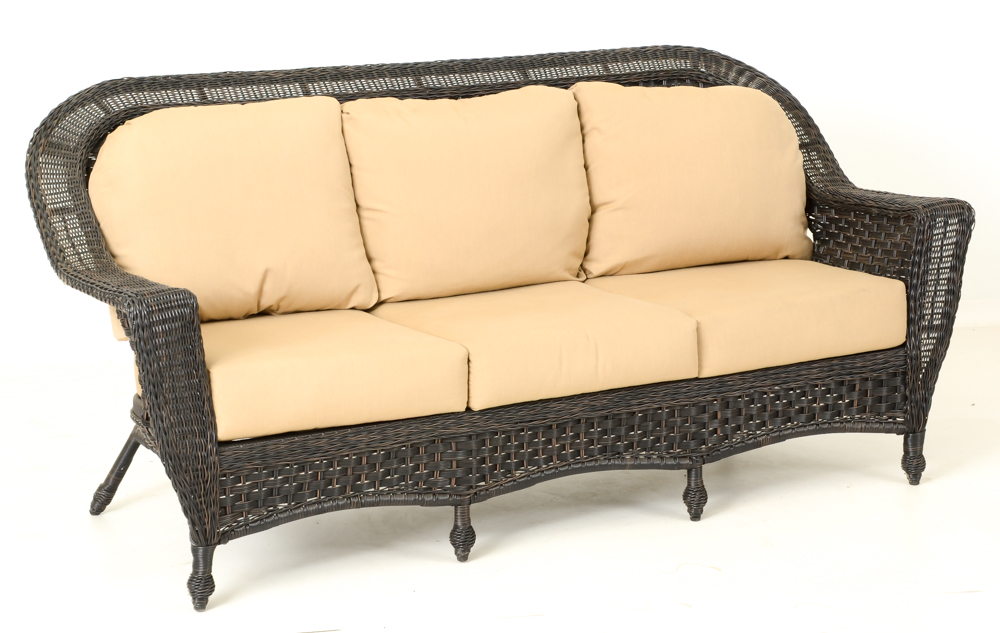 Woven Brown Vinyl Wicker Style Patio Sofa