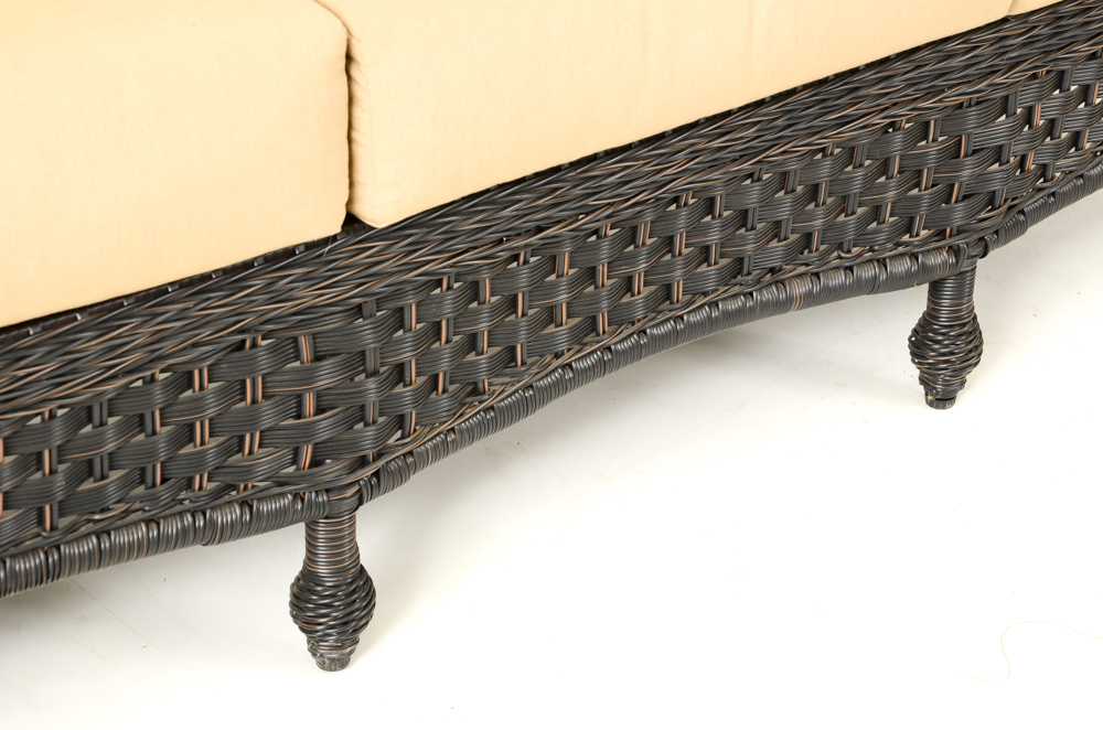 Woven Brown Vinyl Wicker Style Patio Sofa