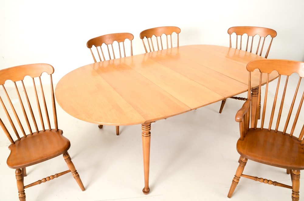 Conant Ball Maple Wood Dining Room Table with Chairs