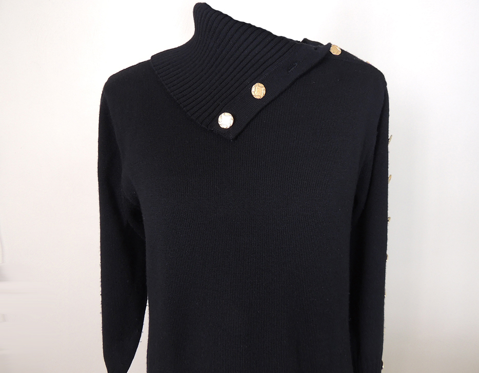 Carlisle Company of New York Black Lambswool Dress
