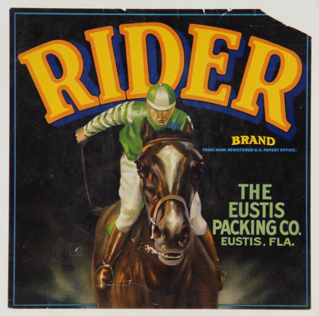 Original Vintage Rider Fruit Box Label