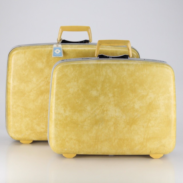 Vintage Yellow Hard Shell Suitcases