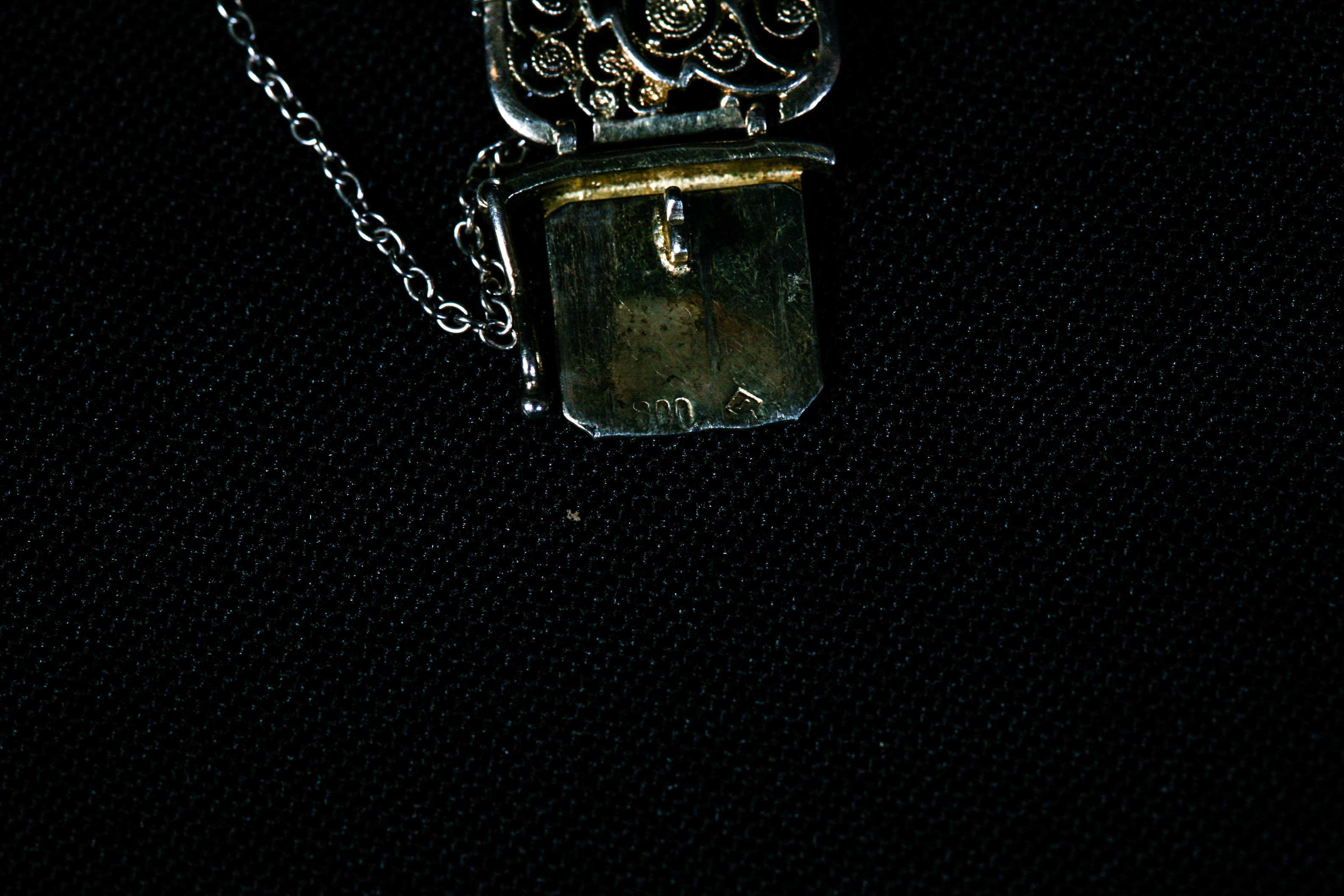 Continental Antique Silver (800) and Mother of Pearl Panel Bracelet