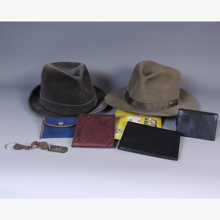 Men's Designer Fedoras with Assorted Wallets