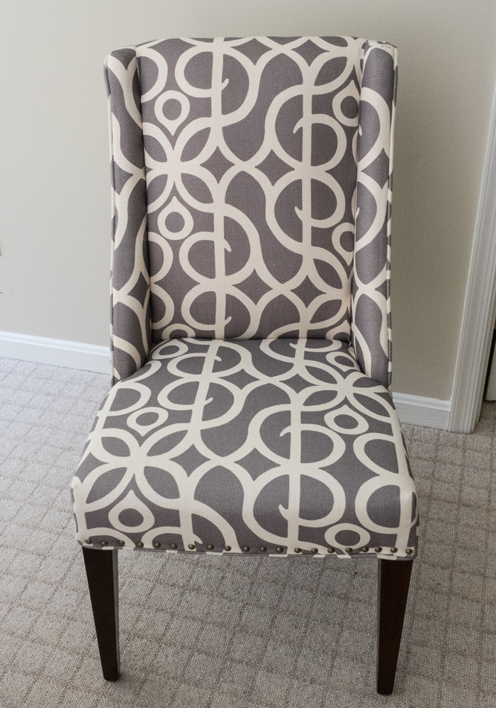 Pair of Pier One "Owen" Wingback Dining Chairs in Pewter Metro