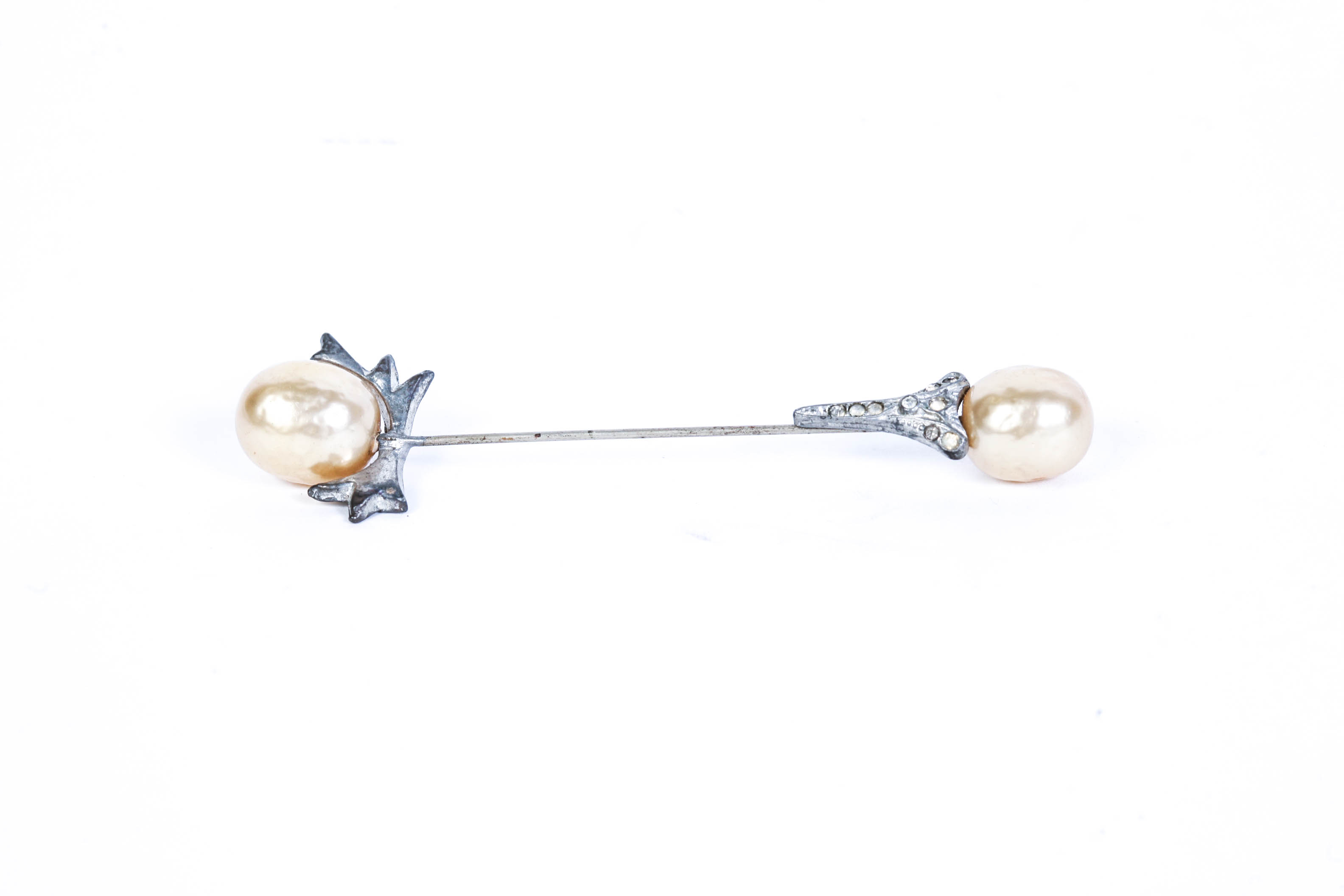 1890 - 1910 Edwardian Blister Mabe Pearl Jabot Stick Pin