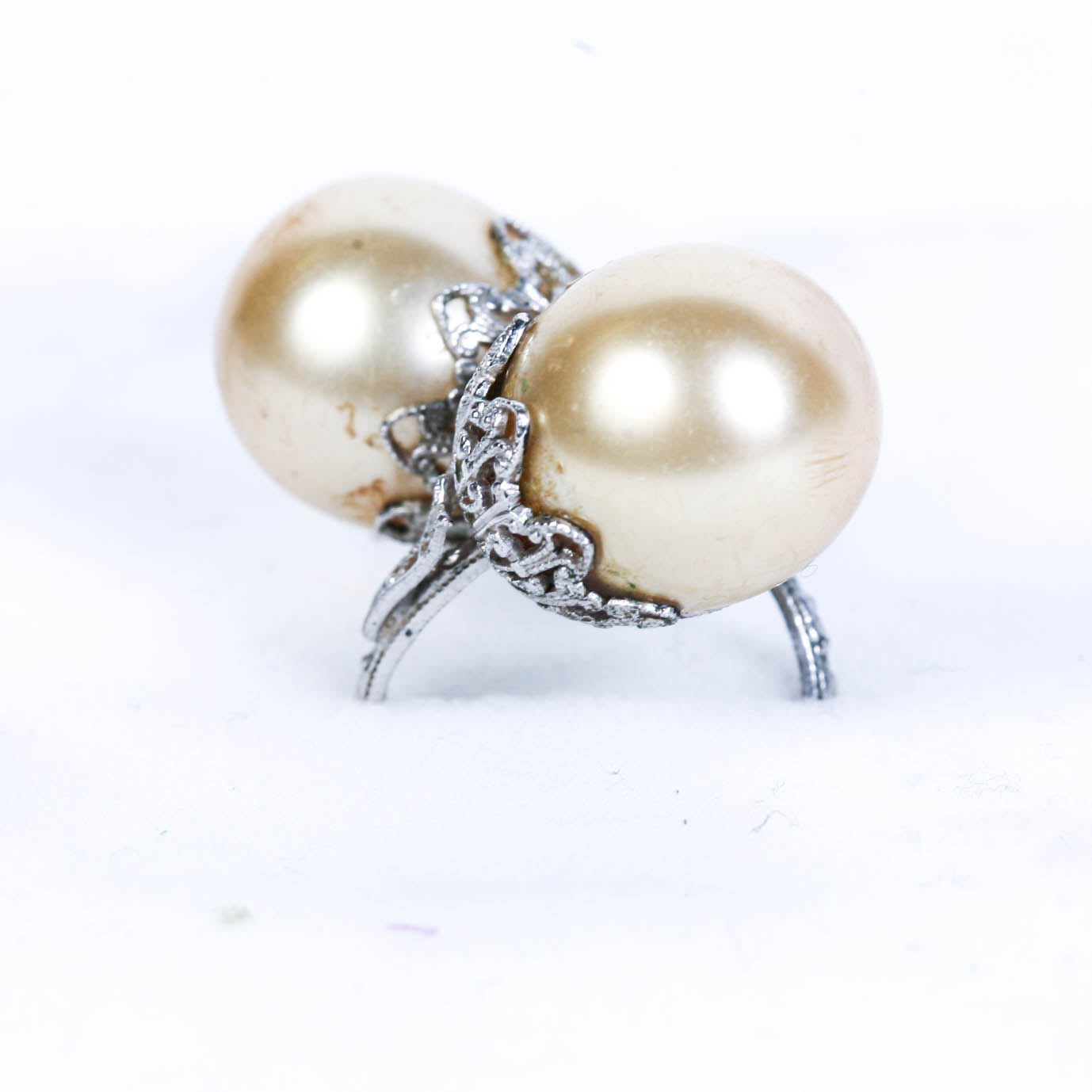 1890 - 1910 Edwardian Blister Mabe Pearl Jabot Stick Pin